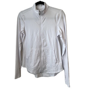Women's Kyodan Lightweight Full Zip Jacket Size S White Thumbhole Pockets